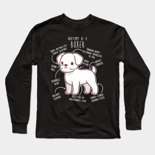 Boxer Dog White Anatomy Long Sleeve T-Shirt